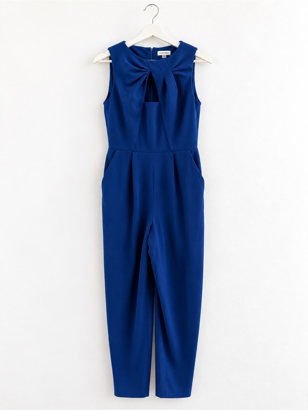 Calvin Klein Sleeveless Cobalt Blue Jumpsuit with Front Knot
